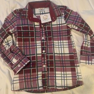 Kids Checkered Button-Down Shirt - Maroon and White